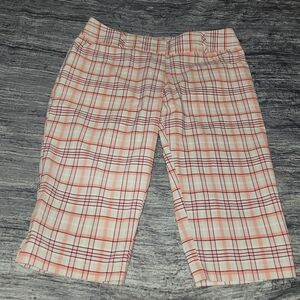 Adidas Climalite Pink Orange Plaid Golf Capri Pants Womens Size 10 Cropped Sport